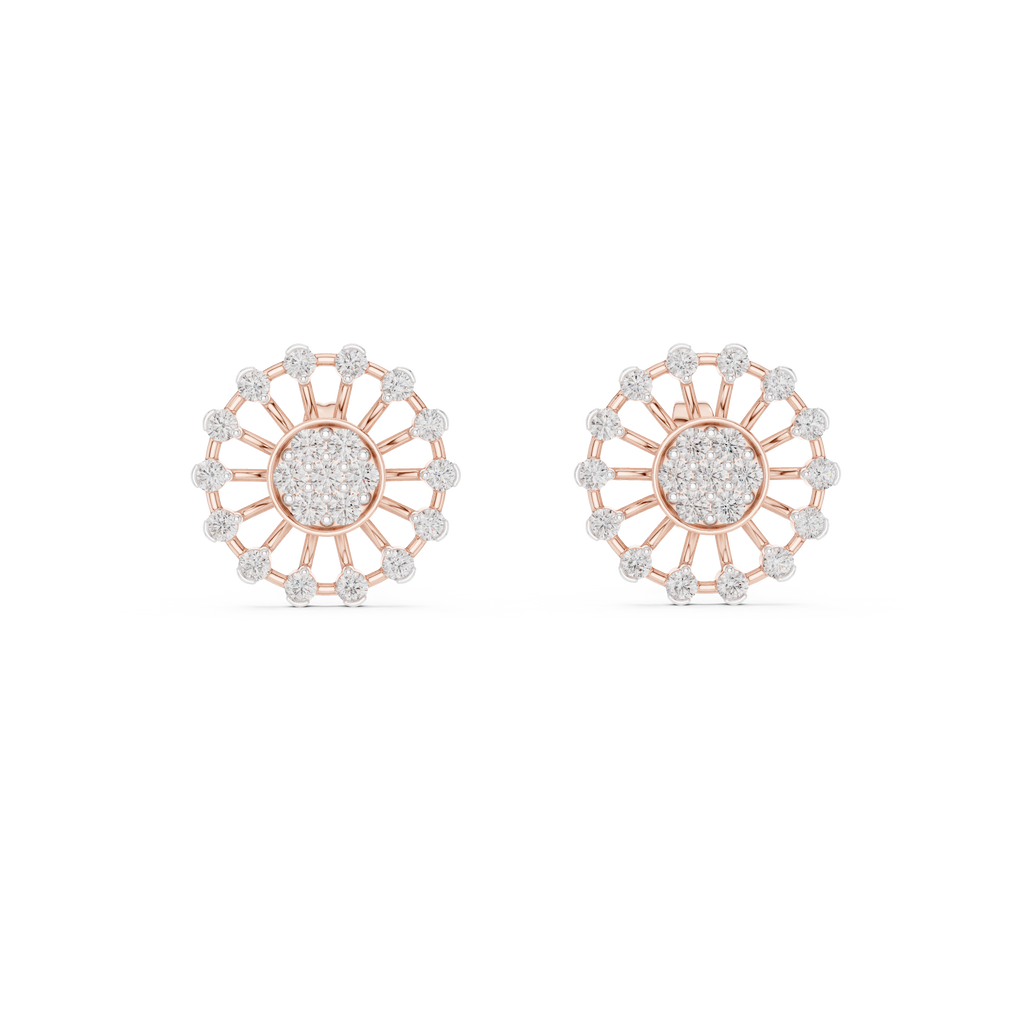Solstice Spoke Halo Diamond Stud Earring