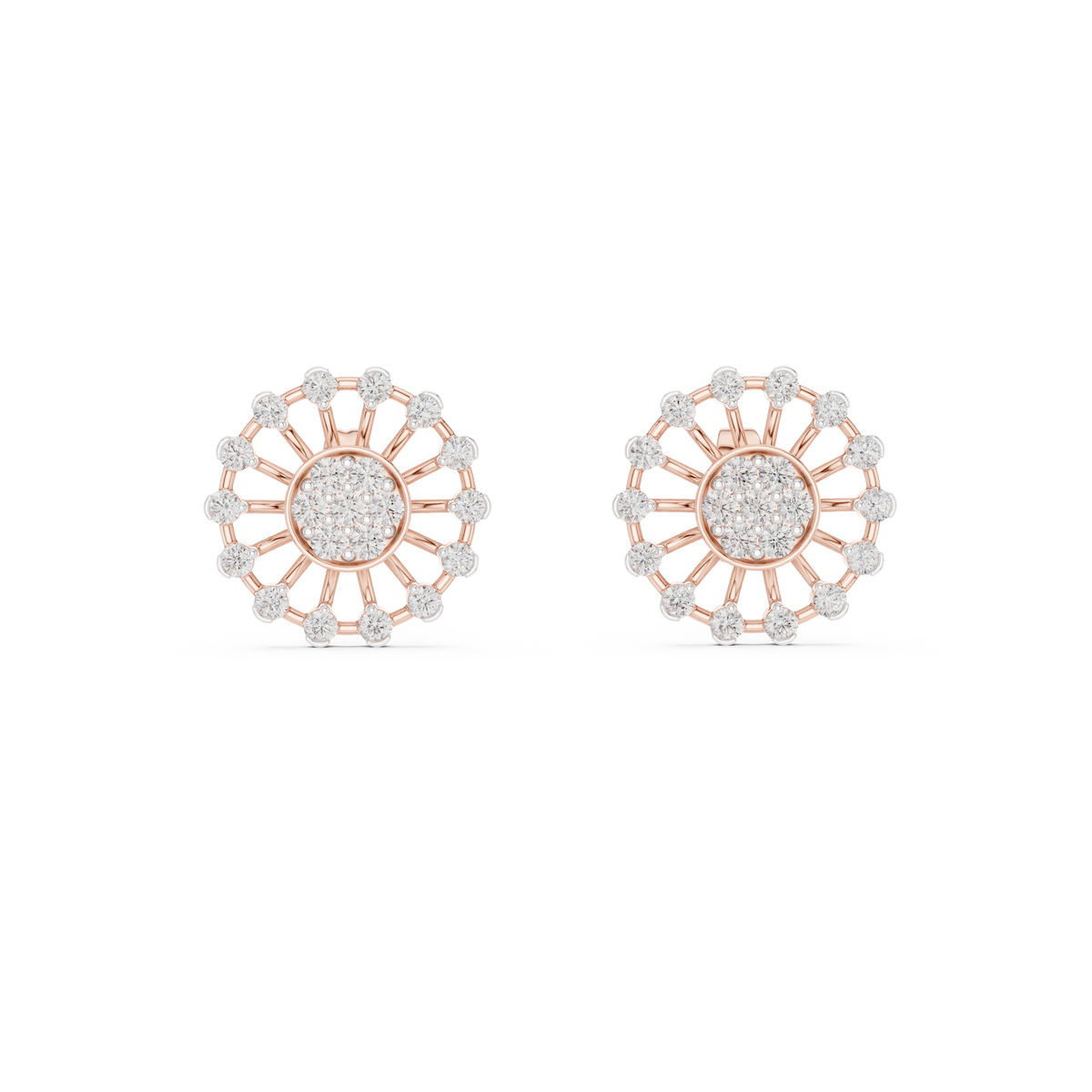 Solstice Spoke Halo Diamond Stud Earring