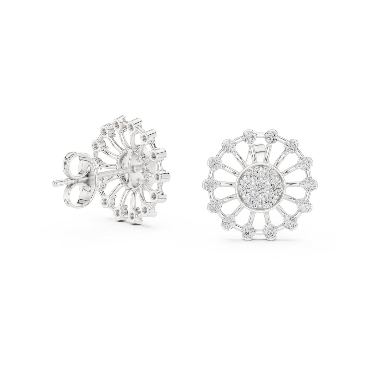 Solstice Spoke Halo Diamond Stud Earring