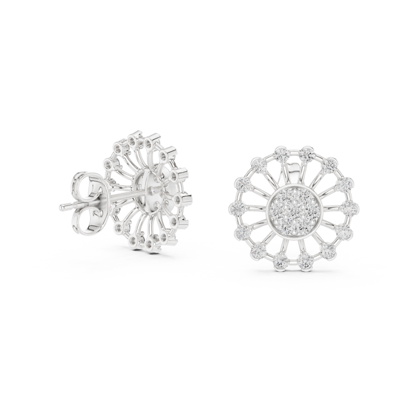 Solstice Spoke Halo Diamond Stud Earring
