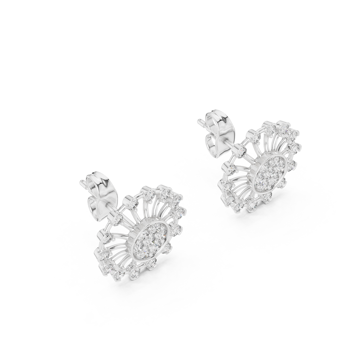 Solstice Spoke Halo Diamond Stud Earring
