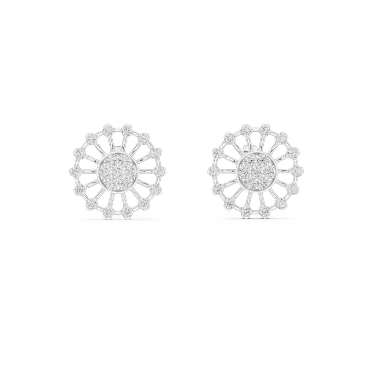 Solstice Spoke Halo Diamond Stud Earring