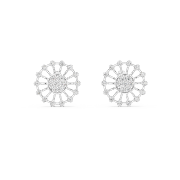 Solstice Spoke Halo Diamond Stud Earring