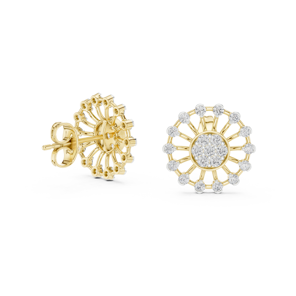 Solstice Spoke Halo Diamond Stud Earring