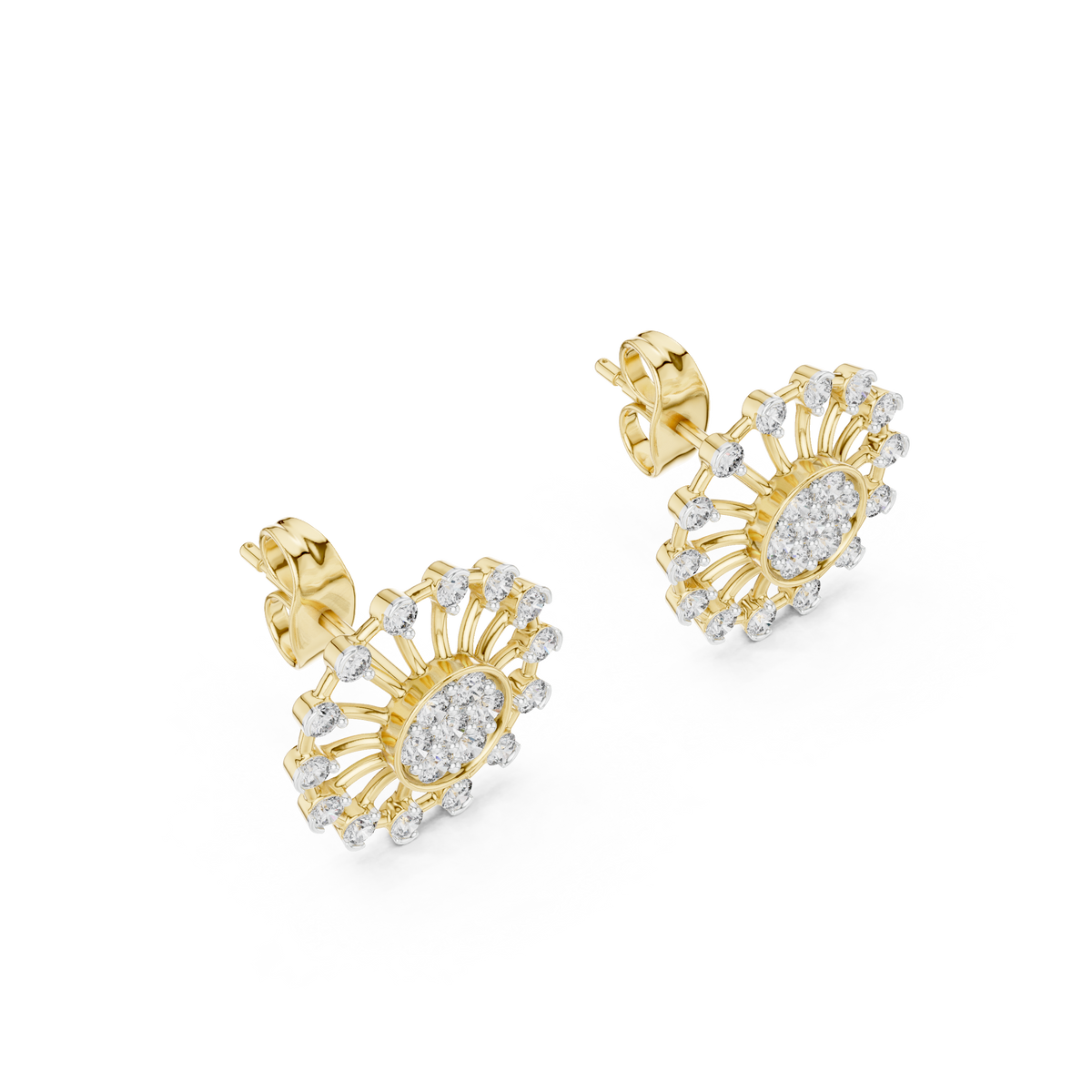Solstice Spoke Halo Diamond Stud Earring