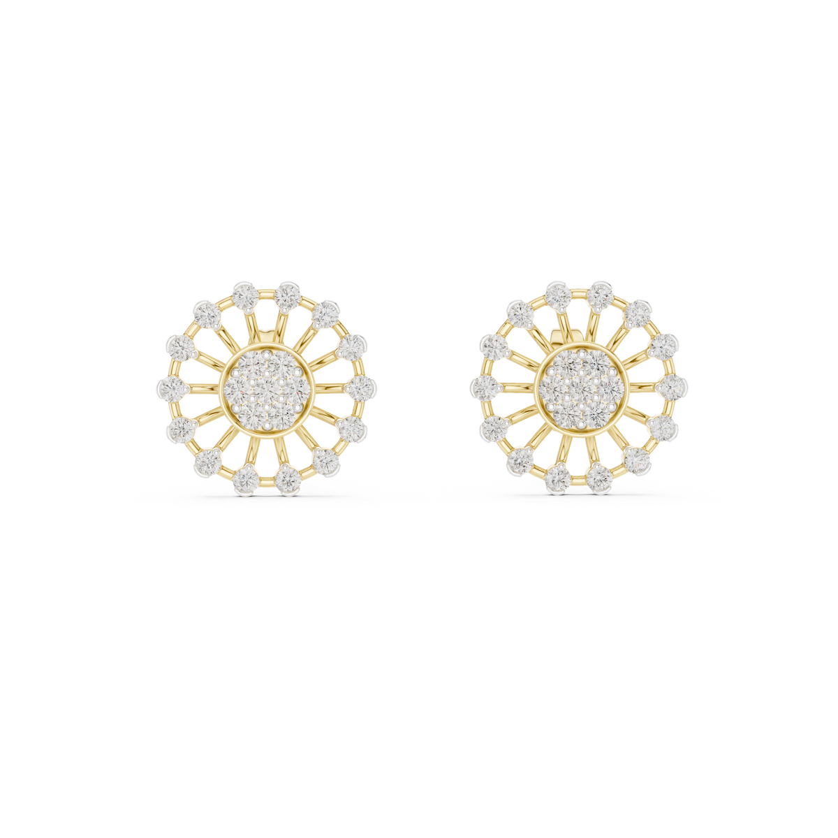 Solstice Spoke Halo Diamond Stud Earring