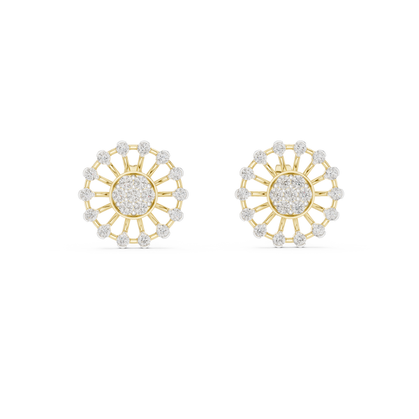 Solstice Spoke Halo Diamond Stud Earring