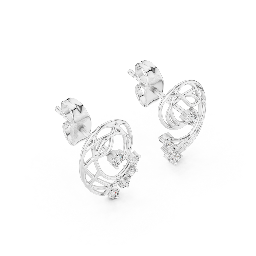Paisley Swirl Diamond Stud Earrings