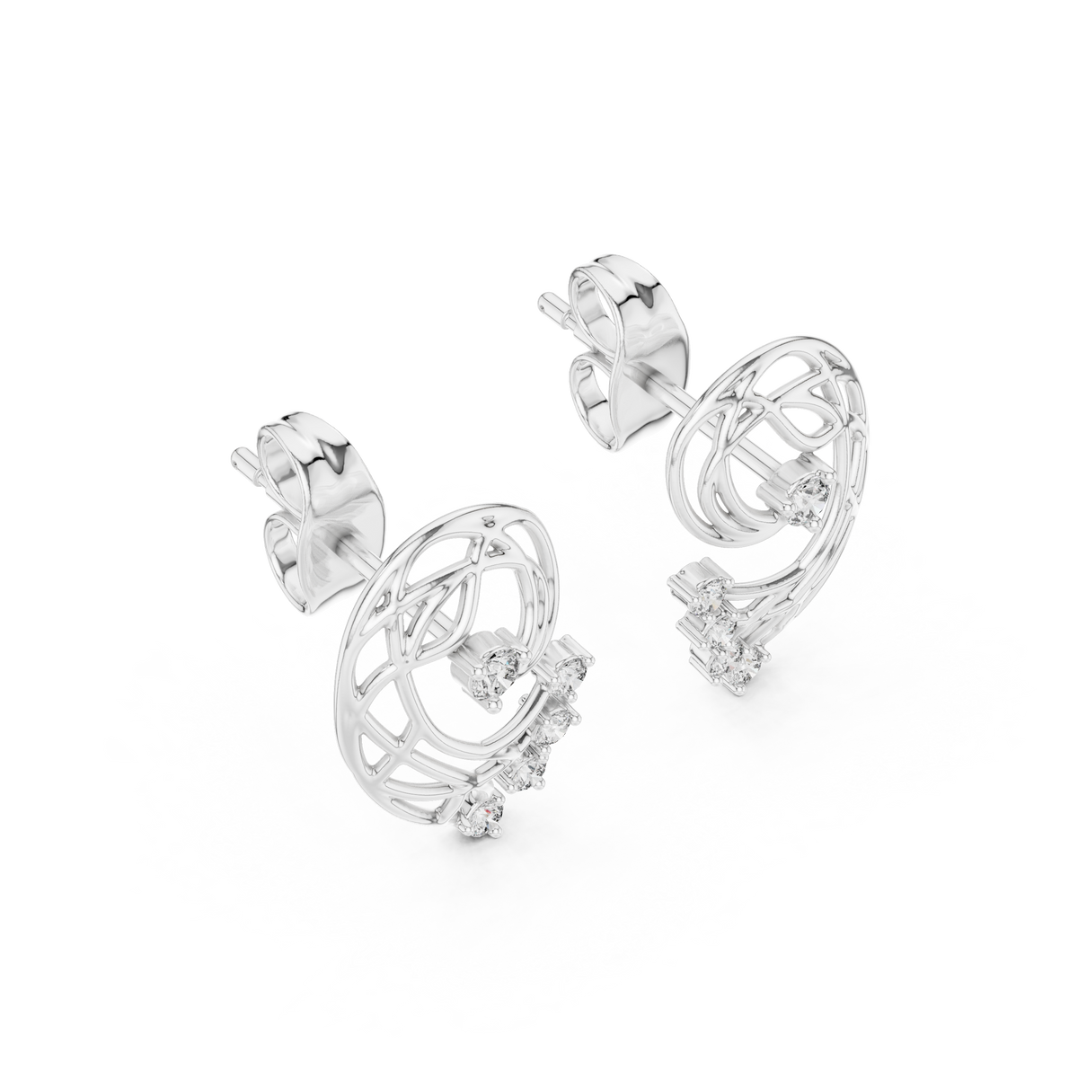 Paisley Swirl Diamond Stud Earrings