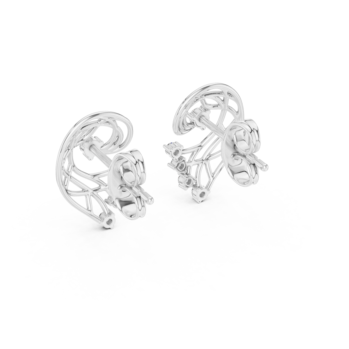 Paisley Swirl Diamond Stud Earrings