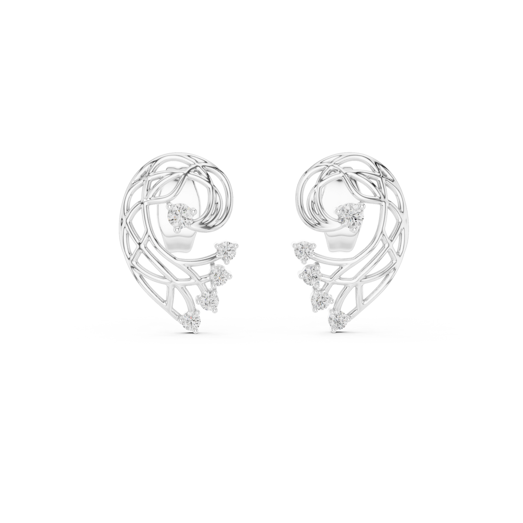 Paisley Swirl Diamond Stud Earrings