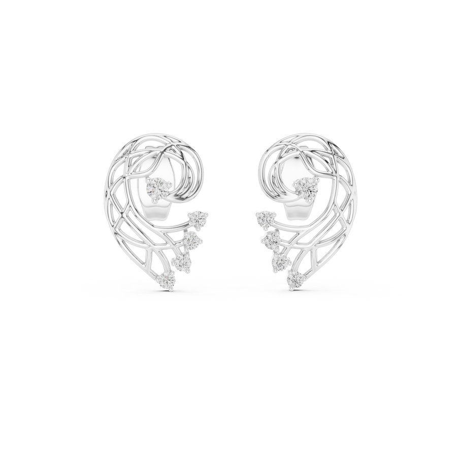 Paisley Swirl Diamond Stud Earrings