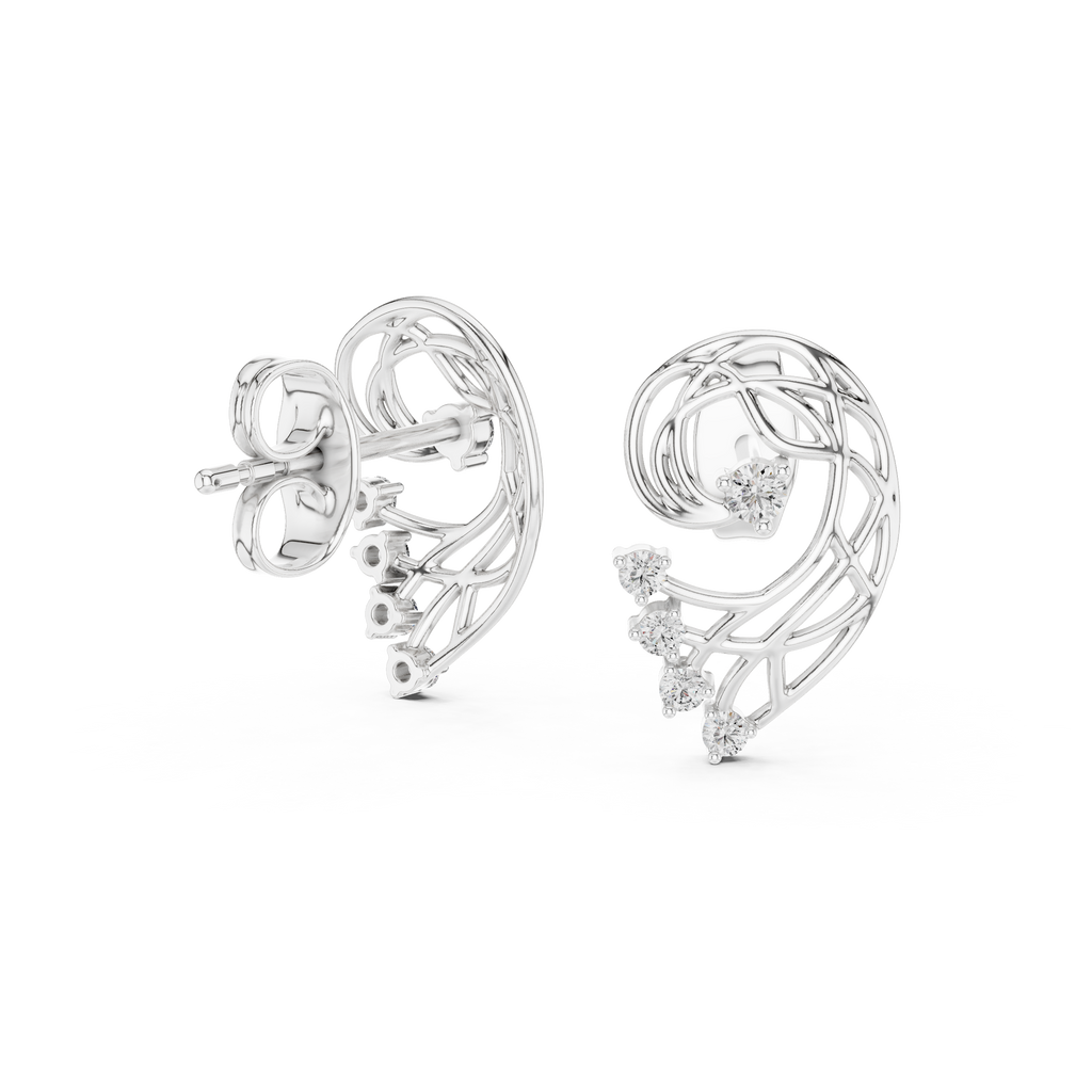 Paisley Swirl Diamond Stud Earrings