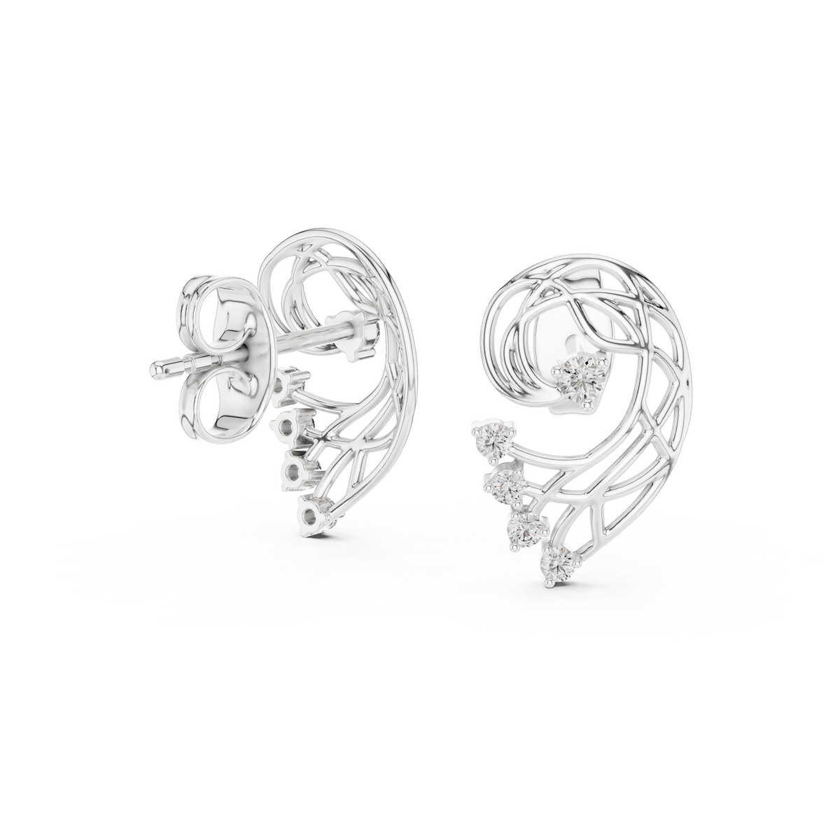 Paisley Swirl Diamond Stud Earrings