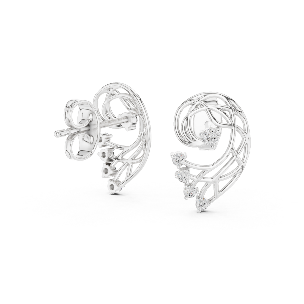 Paisley Swirl Diamond Stud Earrings
