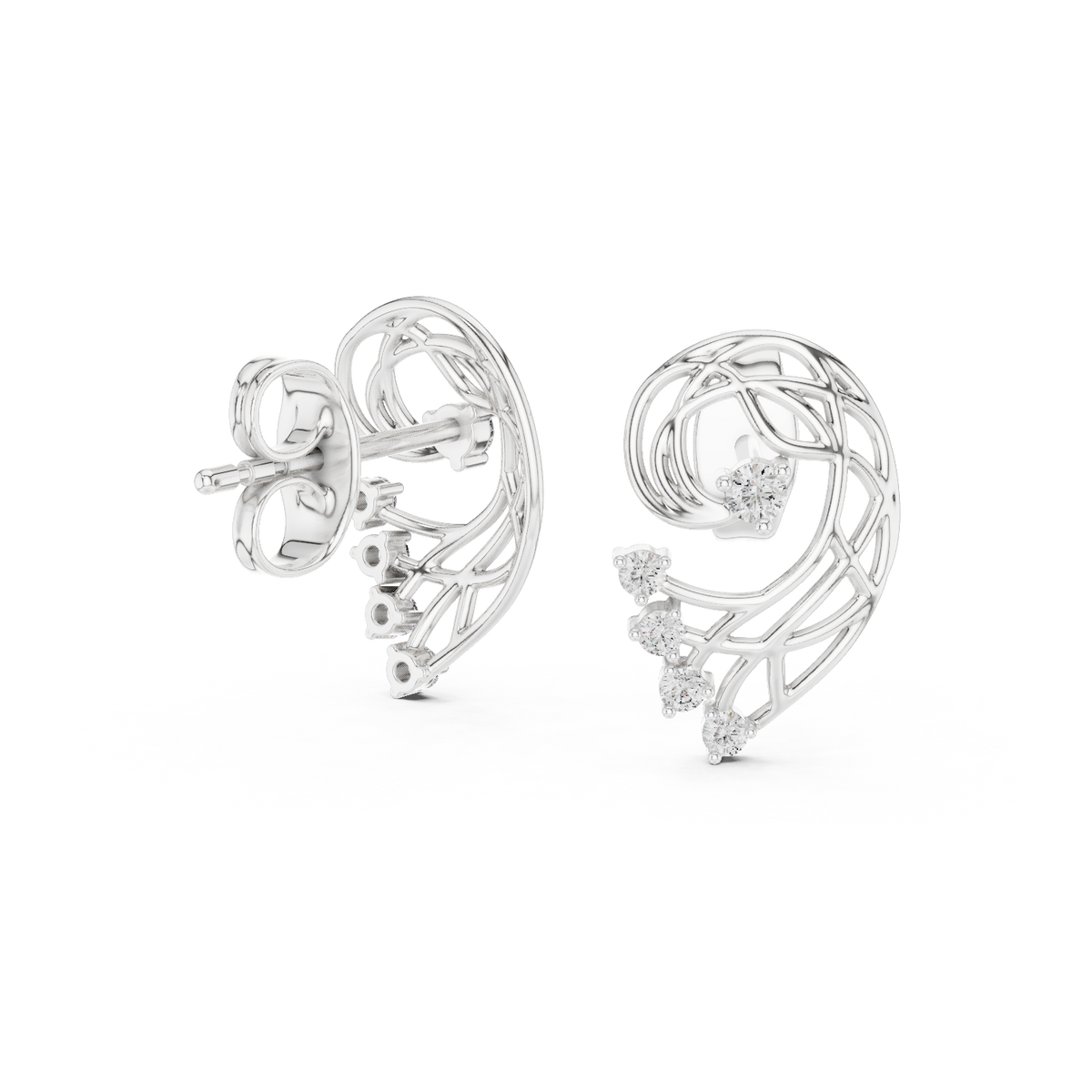 Paisley Swirl Diamond Stud Earrings