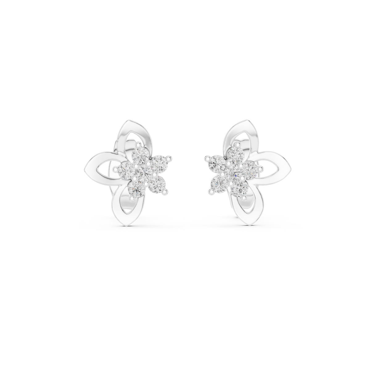 Flower Cluster Diamond Stud Earrings