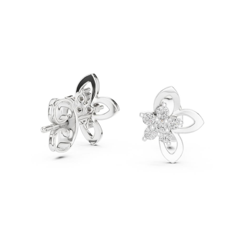 Flower Cluster Diamond Stud Earrings