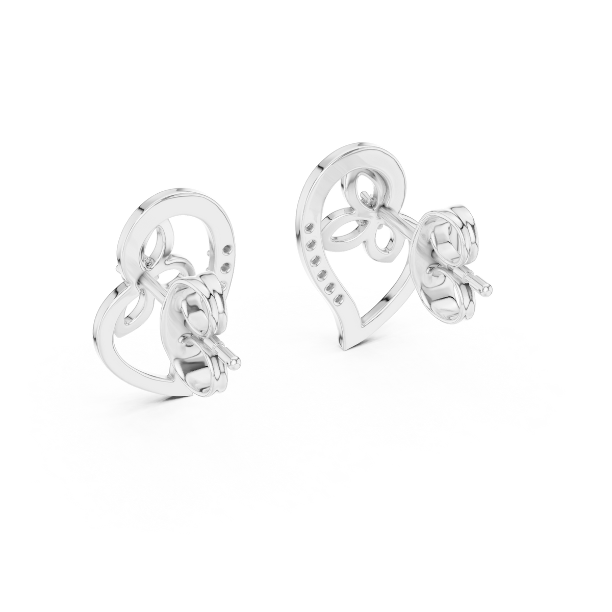 Heart & Flower Diamond Stud Earrings