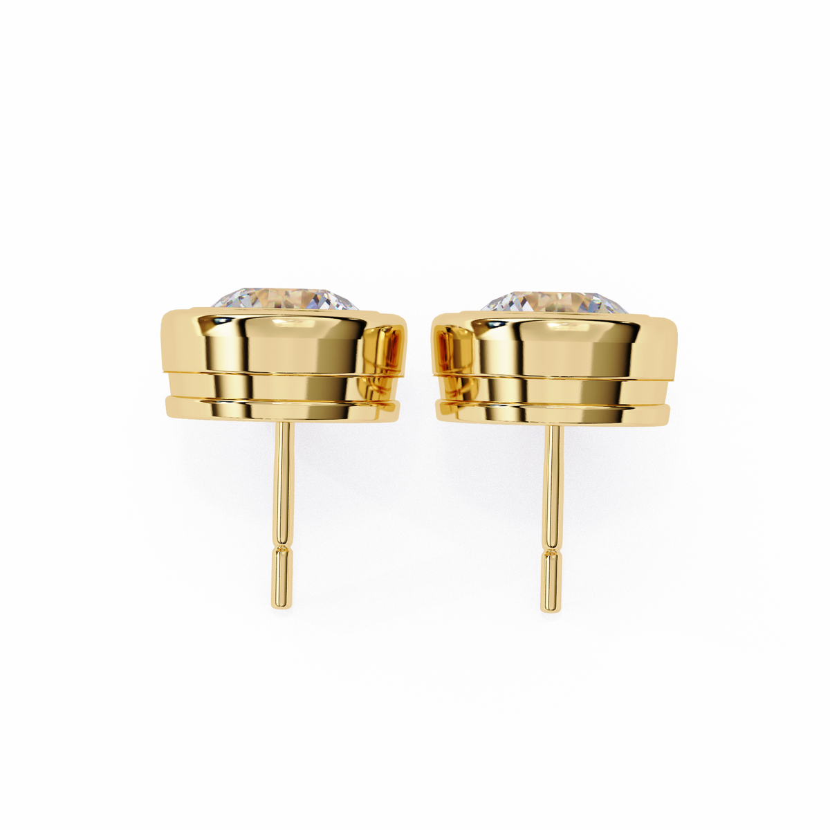 Elegant Round Natural Diamond Stud Earrings