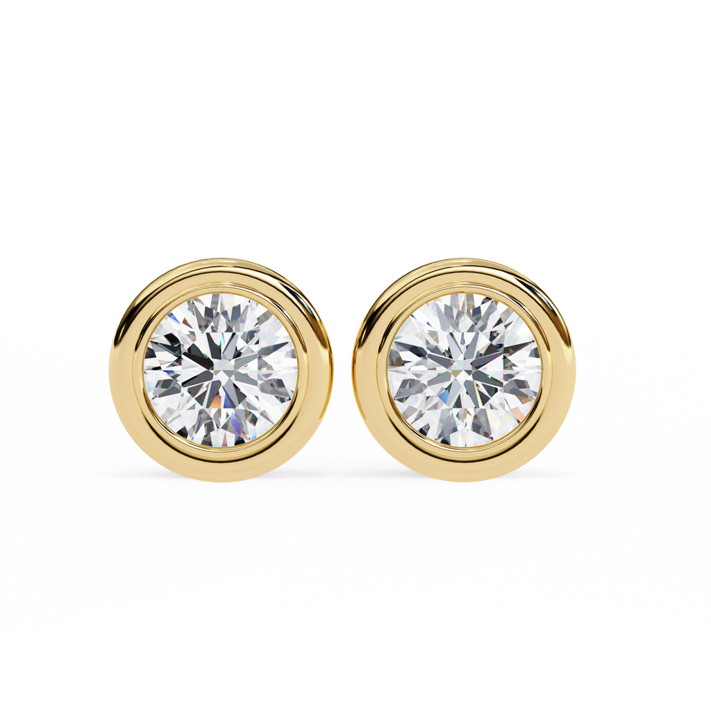 Elegant Round Natural Diamond Stud Earrings