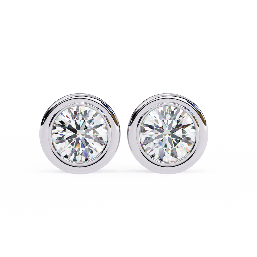 Elegant Round Natural Diamond Stud Earrings