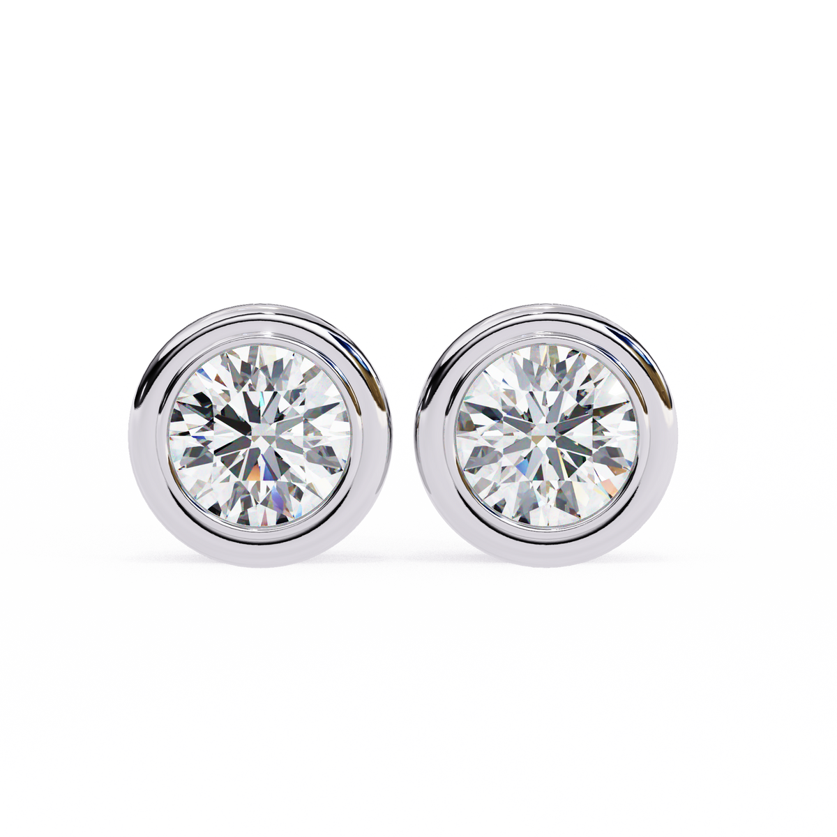 Elegant Round Natural Diamond Stud Earrings