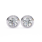 White Gold Bezel-Set Round Diamond Stud Earrings