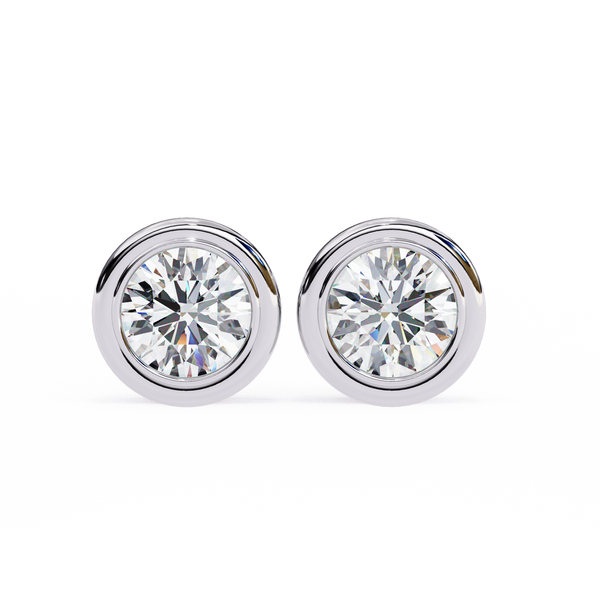 Elegant Round Natural Diamond Stud Earrings