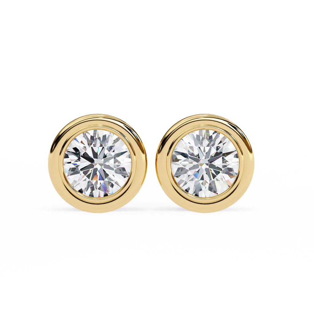 Elegant Round Natural Diamond Stud Earrings