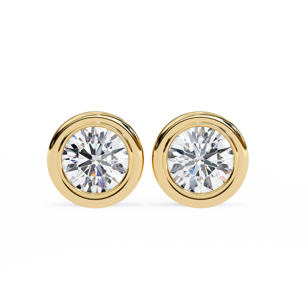 Elegant Round Natural Diamond Stud Earrings