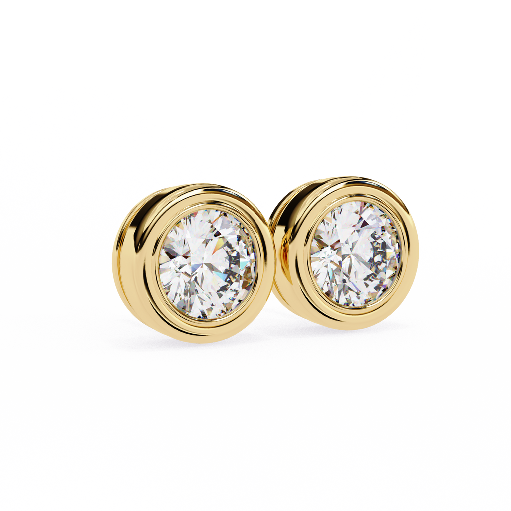 Elegant Round Natural Diamond Stud Earrings