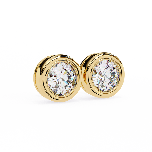 Elegant Round Natural Diamond Stud Earrings