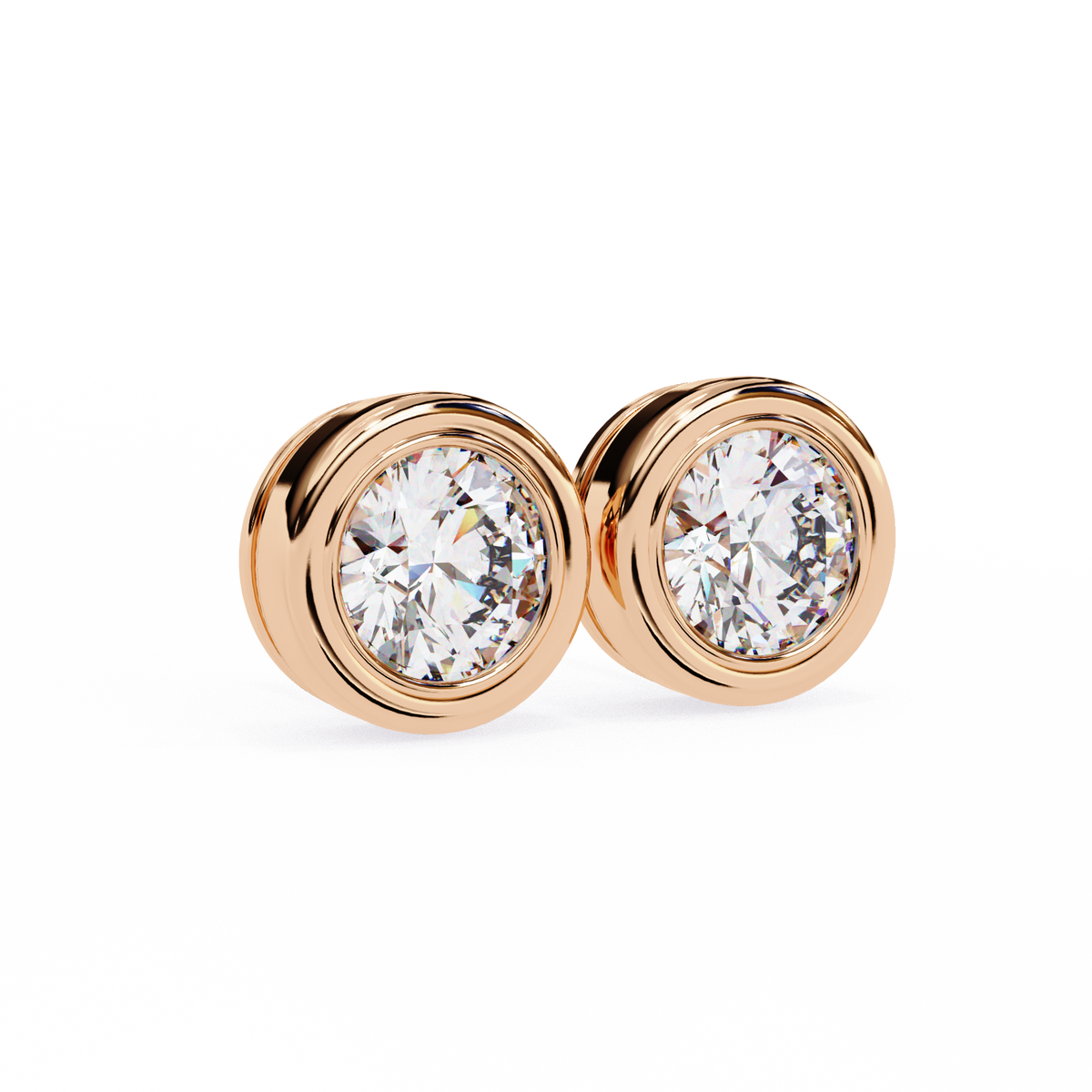 Elegant Round Natural Diamond Stud Earrings