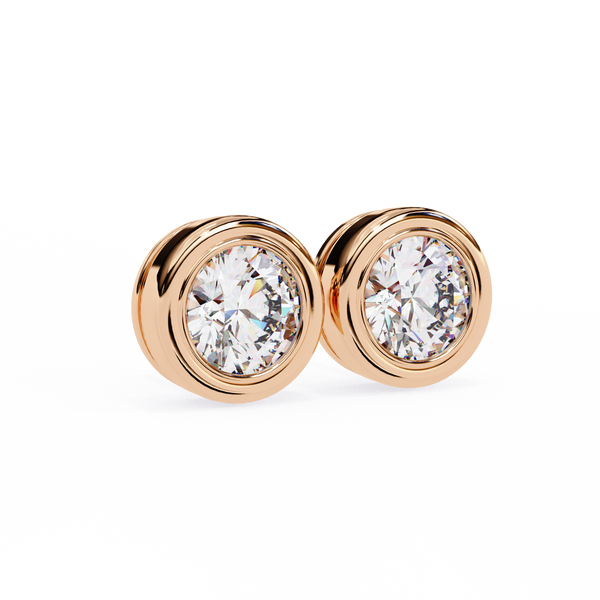 Elegant Round Natural Diamond Stud Earrings