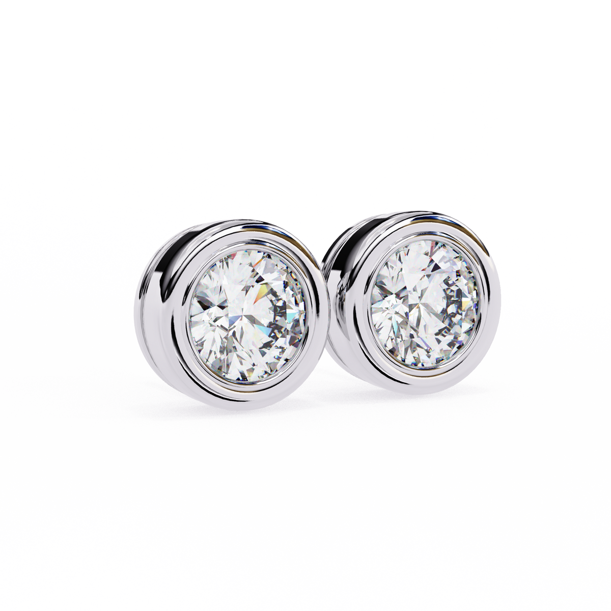 Elegant Round Natural Diamond Stud Earrings