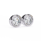 White Gold Bezel-Set Round Diamond Stud Earrings