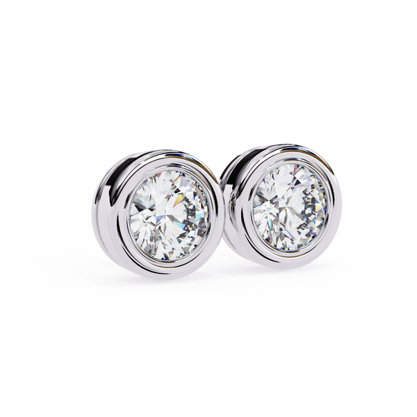 Elegant Round Natural Diamond Stud Earrings