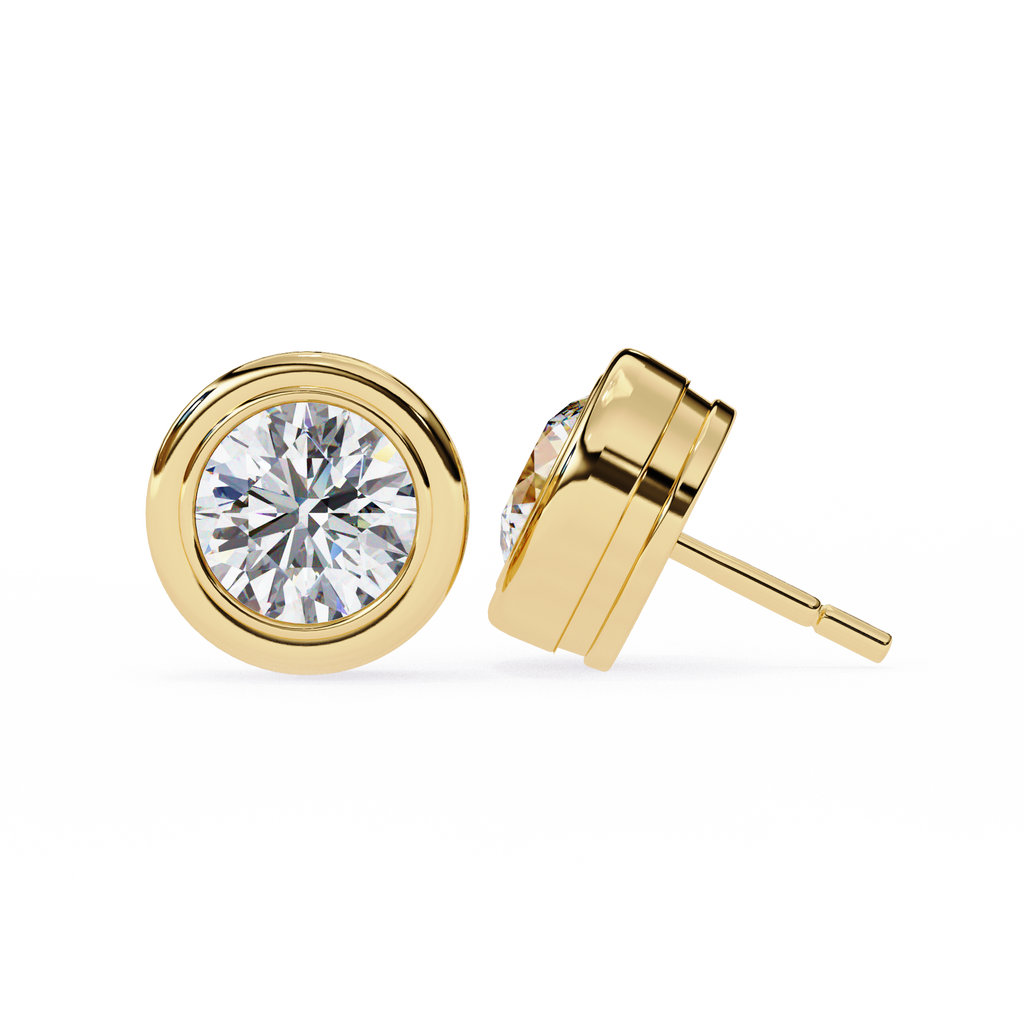 Elegant Round Natural Diamond Stud Earrings