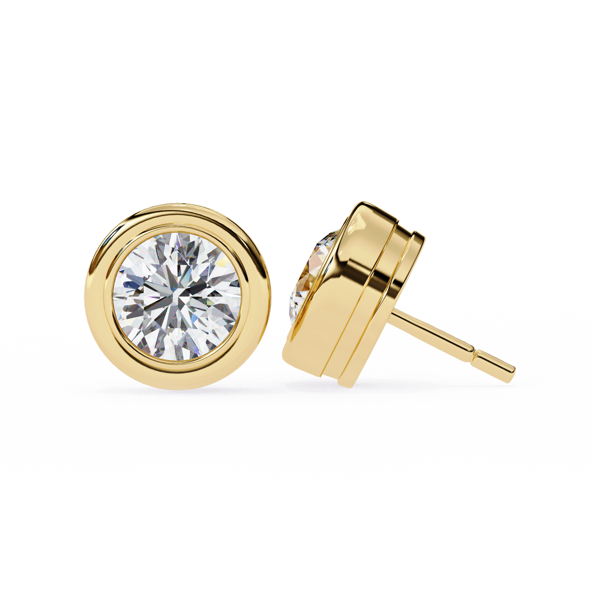 Elegant Round Natural Diamond Stud Earrings