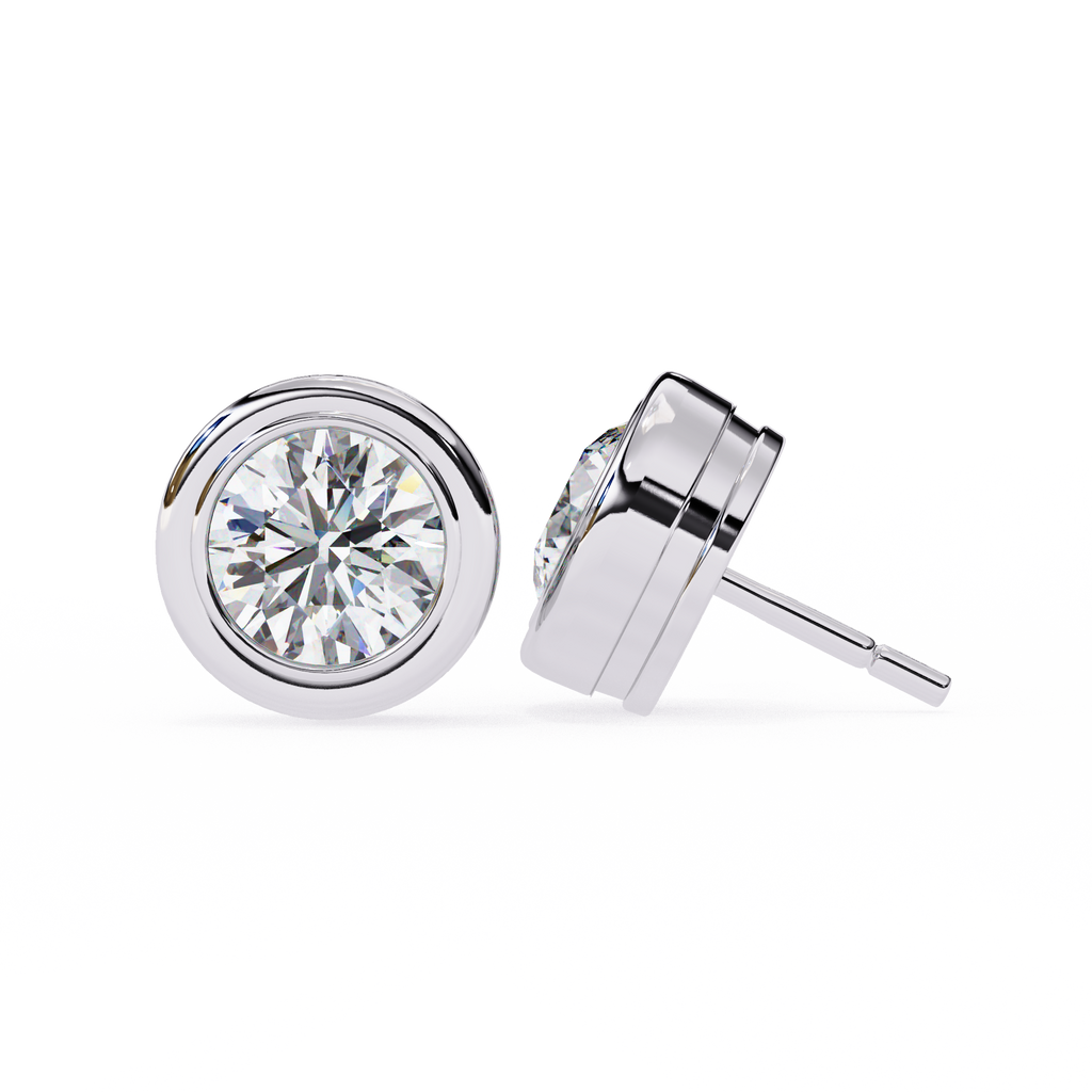 Elegant Round Natural Diamond Stud Earrings