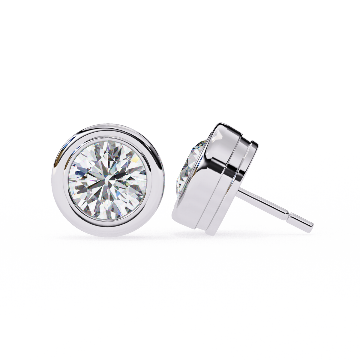 Elegant Round Natural Diamond Stud Earrings