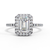 White Gold Emerald-Cut Diamond Halo Pavé Engagement Ring