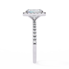 White Gold Radiant-Cut Diamond Halo Pavé Engagement Ring
