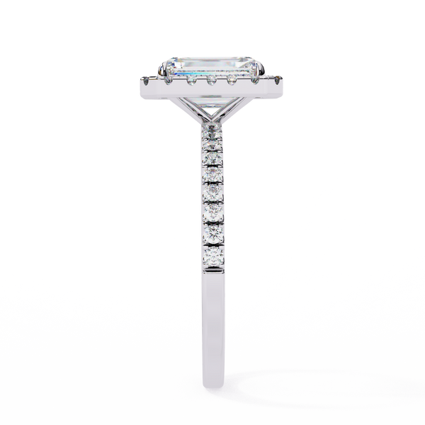 White Gold Radiant-Cut Diamond Halo Pavé Engagement Ring