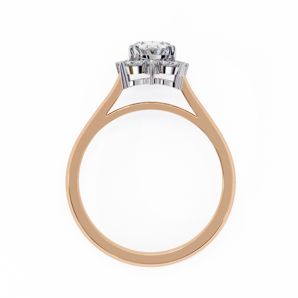 Rose Gold Oval Cut Diamond Ring with Marquise Floral Halo