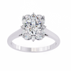 White Gold Oval Cut Diamond Floral Halo Ring