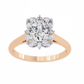 Rose Gold Oval Cut Diamond Ring with Marquise Floral Halo