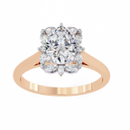 Rose Gold Oval Cut Diamond Ring with Marquise Floral Halo