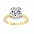 Yellow Gold Oval Cut Diamond Floral Halo Ring